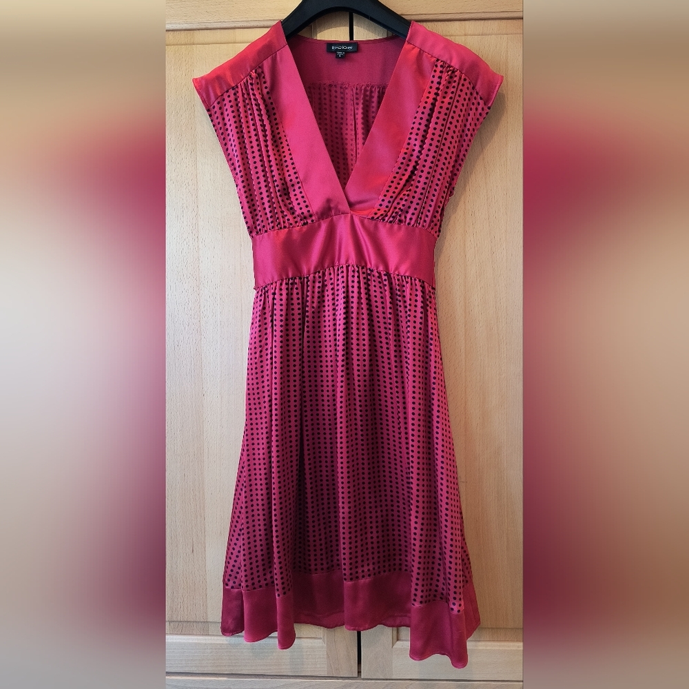 Bebe Silk Polka Dot Dress